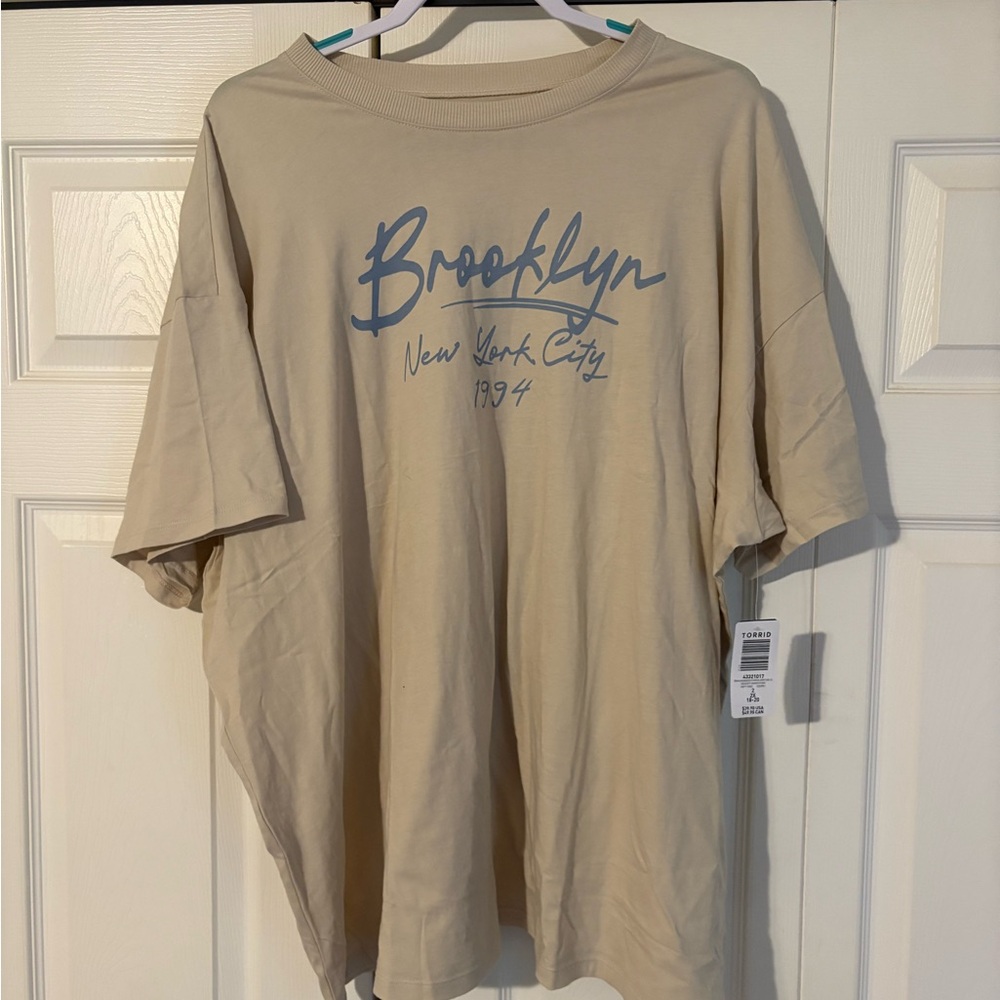 Torrid Beige Oversized Brooklyn Graphic Tee